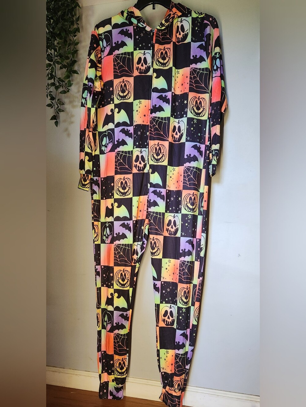 Mickey Mouse Halloween Adult Onsie Open Cuff - Stars Pumkins Bats Womens XL